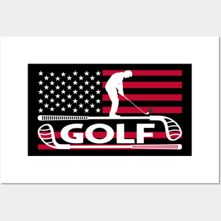 American Flag - Golfer Dad- Golfing Lover Posters and Art